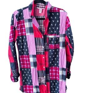 Victoria’s Secret Patchwork Button-Up Night Shirt Size Extra Small